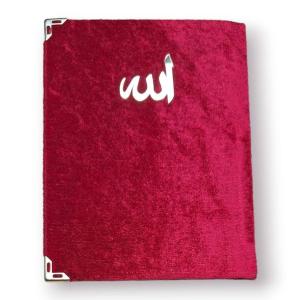 Çanta Boy Kadife Kapaklı Yasin Kitabı Süngerli 128 Sayfa Kırmızı Renk