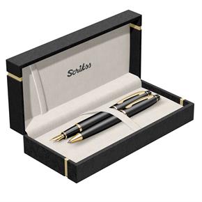 SCRİKSS 35 DOLMA KALEM+TÜKENMEZ KALEM SETİ MAT SİYAH+ALTIN RENGİ