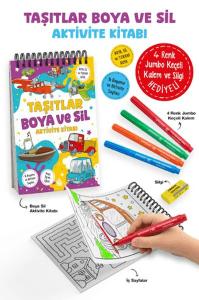 Taşıtlar - Boya ve Sil Aktivite Kitabı / 3 Yaş +