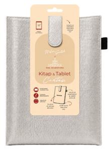Yeni Nesil Kitap ve Tablet Çantası - Özel Deri Dokulu Gümüş