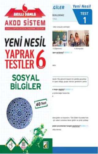 Akıllı Damla Sosyal Bilgiler Yeni Nesil Yaprak Testler-6. Sınıf