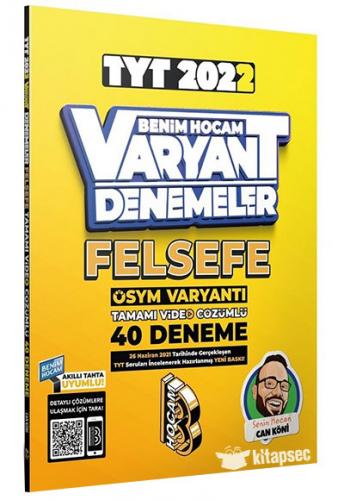 Benim Hocam Yayınları 2022 TYT Felsefe Tamamı Video Çözümlü 40 Deneme 