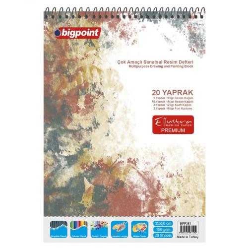 BİGPOİNT SANATSAL ÇOK AMAÇLI RESİM DEFTERİ 35X50 20 YAPRAK