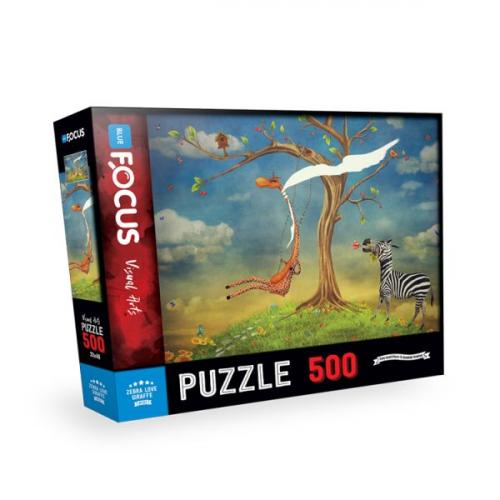 Blue Focus Zebra Loving Giraffes (Zebranın Aşkı Zürafa) - Puzzle 500 P