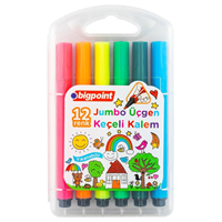 BP JUMBO KEÇELİ KALEM 12 Lİ SET PP KUTULU ÜÇGEN GÖVDE (tek ürün gönderilecektir, fotoğraf temsilidir)