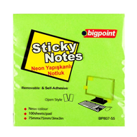BP YAPIŞKANLI NOT KAĞIDI 75x75 NEON YESIL 100 YAPRAK( POST-İT ) -