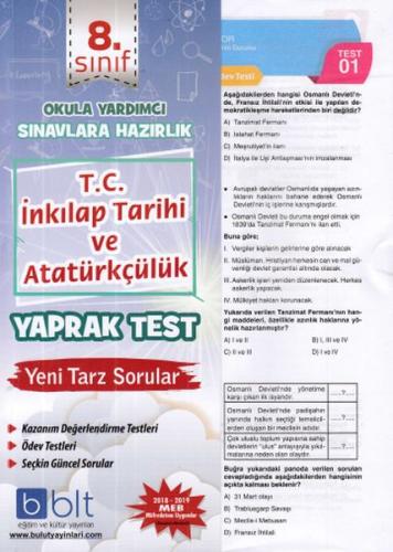 Bulut 8.Sınıf T.C. İnkılap Tarihi ve Atatürkçülük Yaprak Test Yeni Bulut 8.Sınıf T.C. İnkılap Tarihi ve Atatürkçülük Yaprak Test Yeni