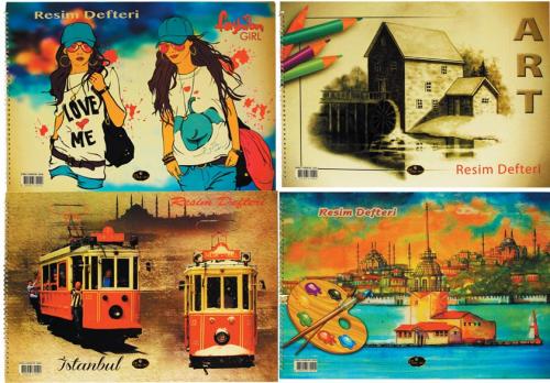 DEFNE 35X50 RESİM DEFTERİ SERT KAPAK TELLİ 15 SAYFA