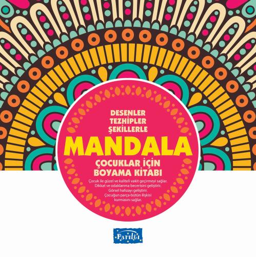 Desenler Tezhipler Şekillerle Mandala - Pembe Kitap - Çocuklar İçin Boyama Kitabı