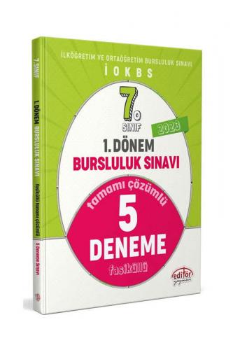 Editör Yayınları 7.Sınıf 1.Dönem Bursluluk Sınavı Tamamı Çözümlü 5 Den