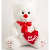 FURKAN FURRY 50 CM KALPLİ PELUŞ AYICIK BEYAZ & KAHVE -