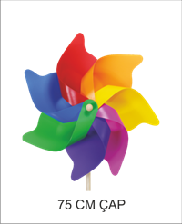 KARDEŞLER 75 cm.ÇAP PLASTİK 7 KANATLI BAHÇE BOYU RÜZGAR GÜLÜ AHŞAP ÇUBUK BOYU:150 cm.