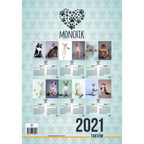 Kedili 2 Aylık Spiralli Duvar Takvimi 2021 Kedili 2 Aylık Spiralli Duvar Takvimi 2021
