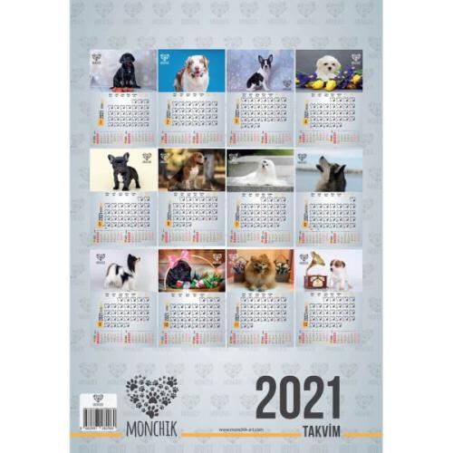 Köpekli Aylık Spiralli Duvar Takvimi 2021 Köpekli Aylık Spiralli Duvar Takvimi 2021