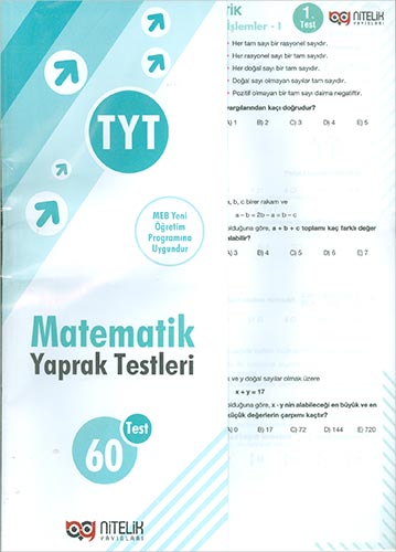 NİTELİK YKS TYT MATEMATİK YAPRAK TEST