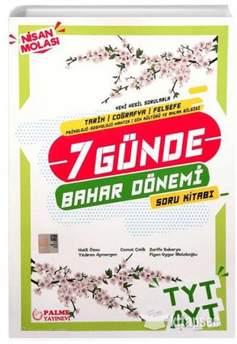 PALME YKS AYT TÜRKÇE COĞRAFYA FİZİK 7 GÜNDE BAHAR DÖNEMİ SORU BANKASI