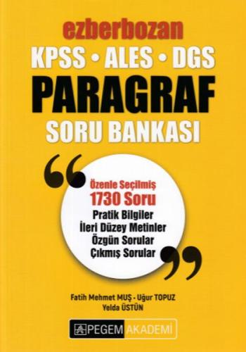Pegem 2019 KPSS ALES DGS Ezberbozan Paragraf Soru Bankasi (Yeni) Pegem 2019 KPSS ALES DGS Ezberbozan Paragraf Soru Bankasi (Yeni)