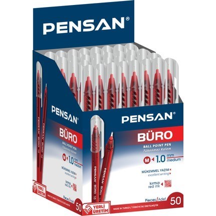Pensan Tükenmez Kalem Büro 1.0 MM Kırmızı 50 Lİ 2270