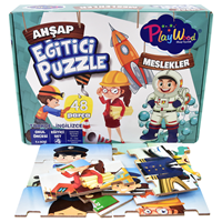 PLAY WOOD AHŞAP EİTİCİ PUZZLE 48 PARÇA MESLEKLER TÜRKÇE-İNGİLİZCE ---- (tek ürün gönderilecektir, fotoğraf temsilidir)