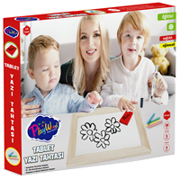 PLAY WOOD KUTUDA AHŞAP TABLET YAZI TAHTASI ( ÇİFT TARAFLI ) TAHTA KALEMİ + TEBEŞİR + TAHTA SİLGİSİ HEDİYELİ