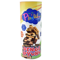 PLAY WOOD SİLİNDİR KUTUDA NATUREL AHŞAP DENGE KULE OYUNU 54 PARÇA ( JENGA )---- * EK KAMPANYALI* (tek ürün gönderilecektir, fotoğraf temsilidir)