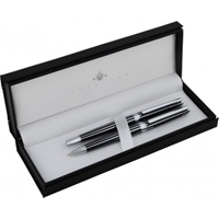 STEELPEN 8134 SLIM TÜKENMEZ+ DOLMA KALEM SİYAH ÇİZGİLİ -