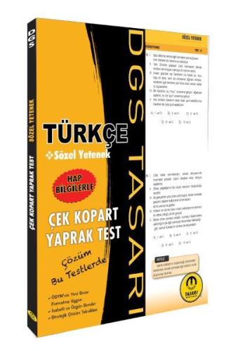 Tasarı DGS Türkçe Sözel Yetenek Yaprak Test Çek Kopart Tasarı DGS Türkçe Sözel Yetenek Yaprak Test Çek Kopart