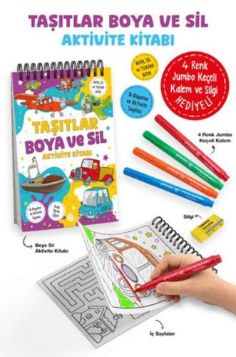Taşıtlar - Boya ve Sil Aktivite Kitabı / 3 Yaş +