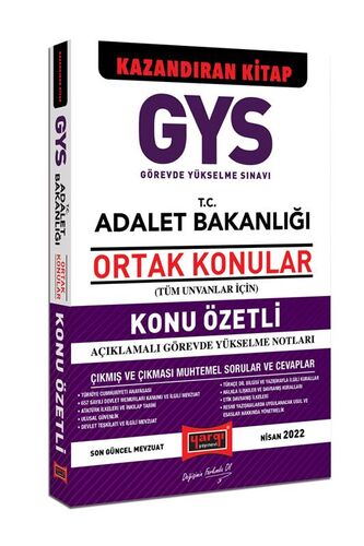 Yargı Yayınları GYS Adalet Bakanlığı Tüm Unvanlar İçin Ortak Konulara Yönelik Konu Özetli Açıklamalı Görevde Yükselme Notları