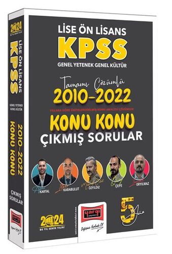 Yargı Yayınları 2024 KPSS Lise Ön Lisans Genel Yetenek Genel Kültür 2010-2022 Tamamı Çözümlü Konu Konu Çıkmış Sorular