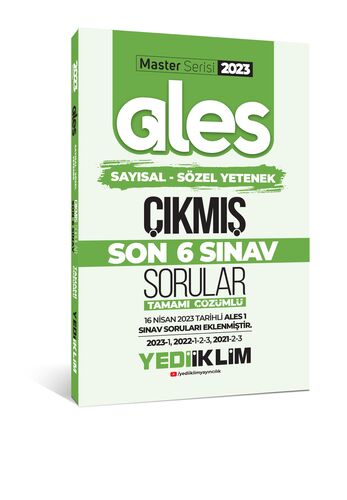 Yediiklim Yayınları 2023 ALES Sayısal-Sözel Yetenek Çıkmış Son 6 Sınav Tamamı Çözümlü ( ALES-1 Dahil )