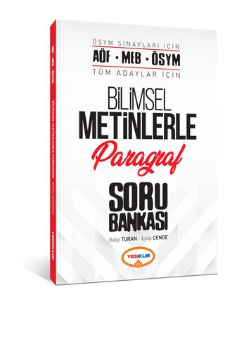 Yediiklim Yayınları AÖF-MEB-ÖSYM Tüm Adaylar İçin Bilimsel Metinlerle Paragraf Soru Bankas